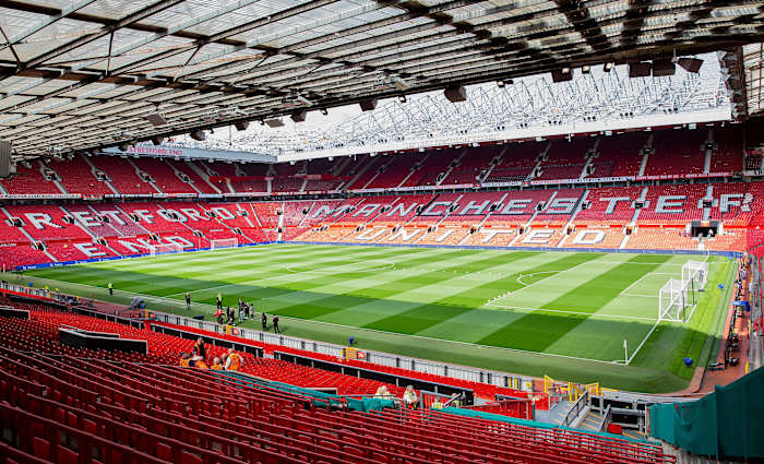A general view from inside Old Trafford before Manchester United's game against Norwich City in April 2022